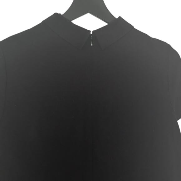 J. McLaughlin Black Leila Cap Sleeve Dress Rollover Collar Black Medium - Picture 6 of 7